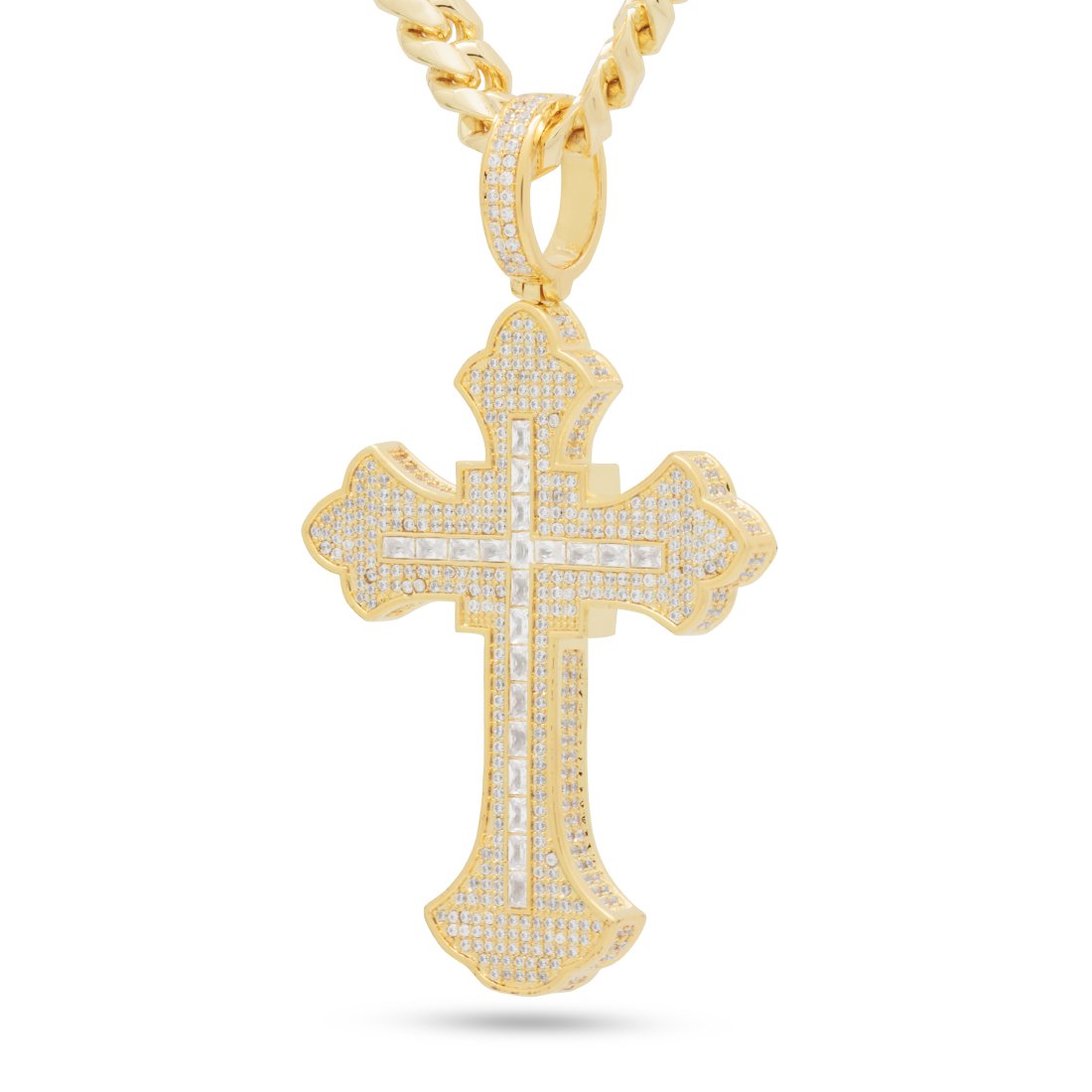 Fleur de Lis Cross Necklace  in  14K Gold / 3" by Kingices
