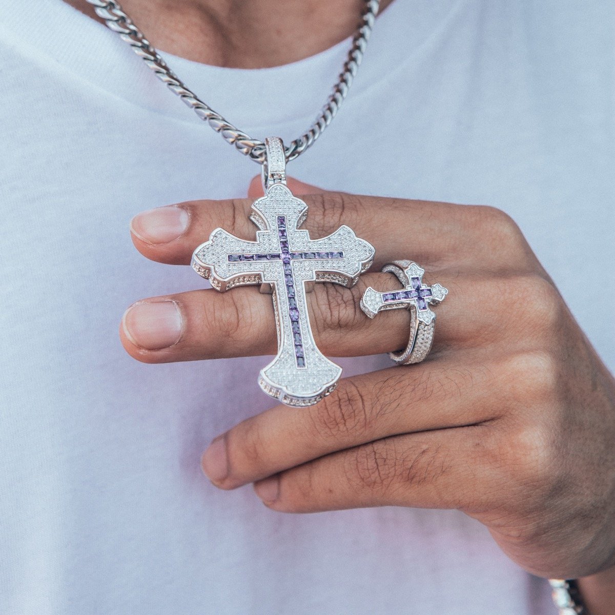 Fleur de Lis Cross Necklace  in  by Kingices