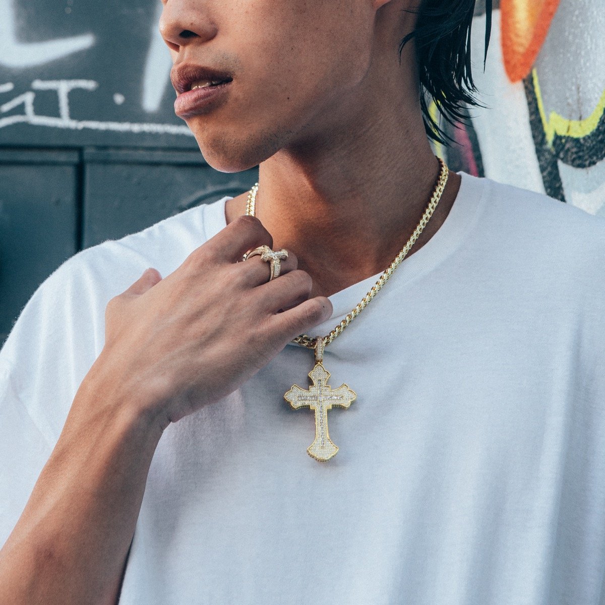 Fleur de Lis Cross Necklace  in  by Kingices