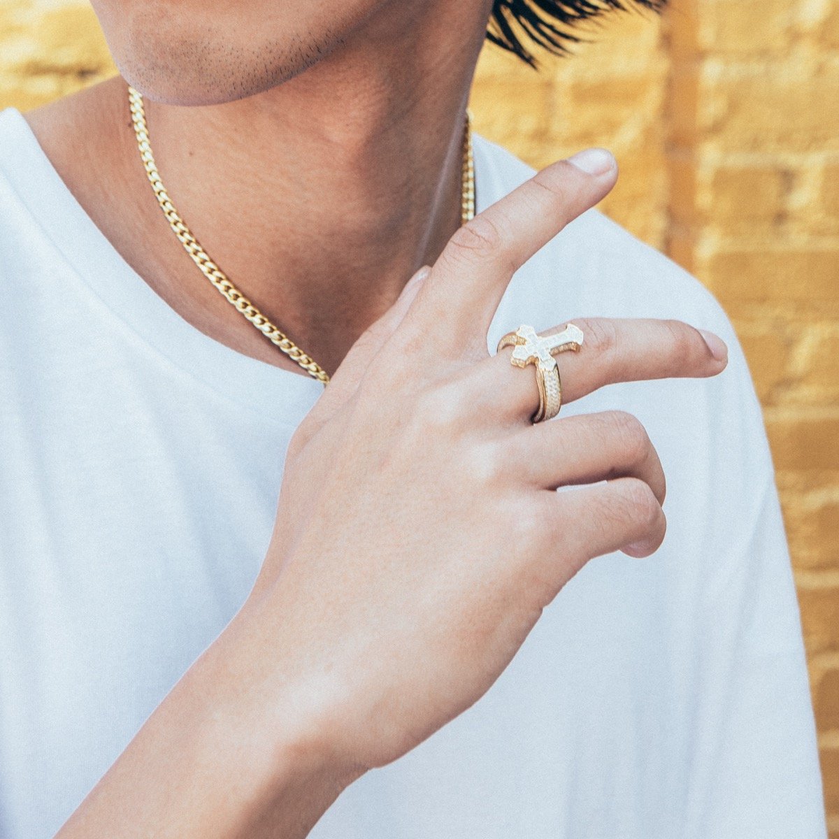 Fleur de Lis Cross Ring  in  by Kingices