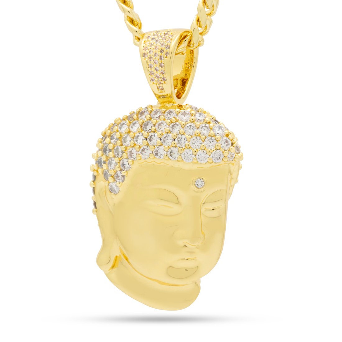 3D Boss Enlightened Buddha Necklace  in  14K Gold / 2.1" by Kingices