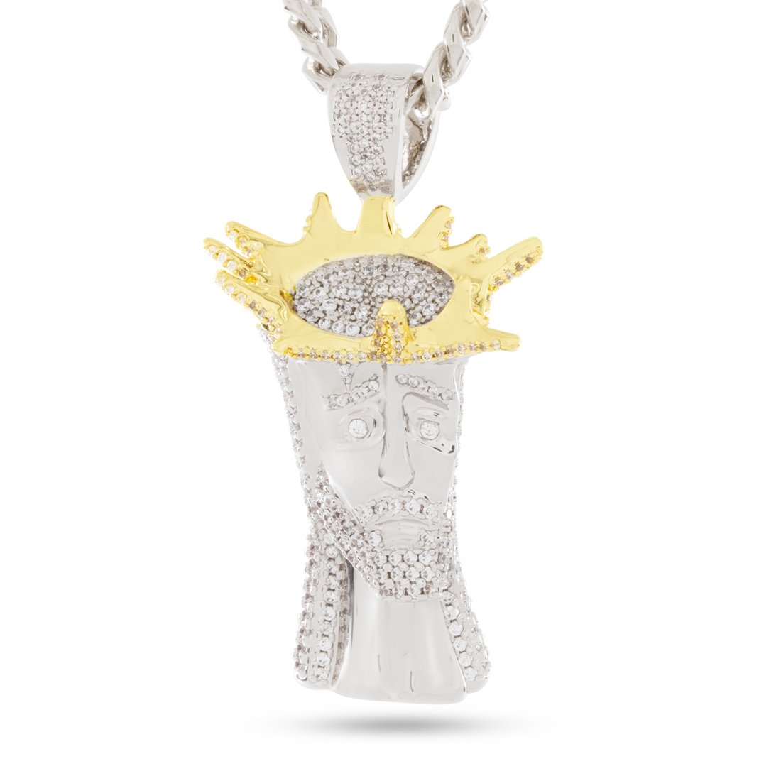 3D Boss Holy One Necklace  in  White Gold / 2.3" by Kingices