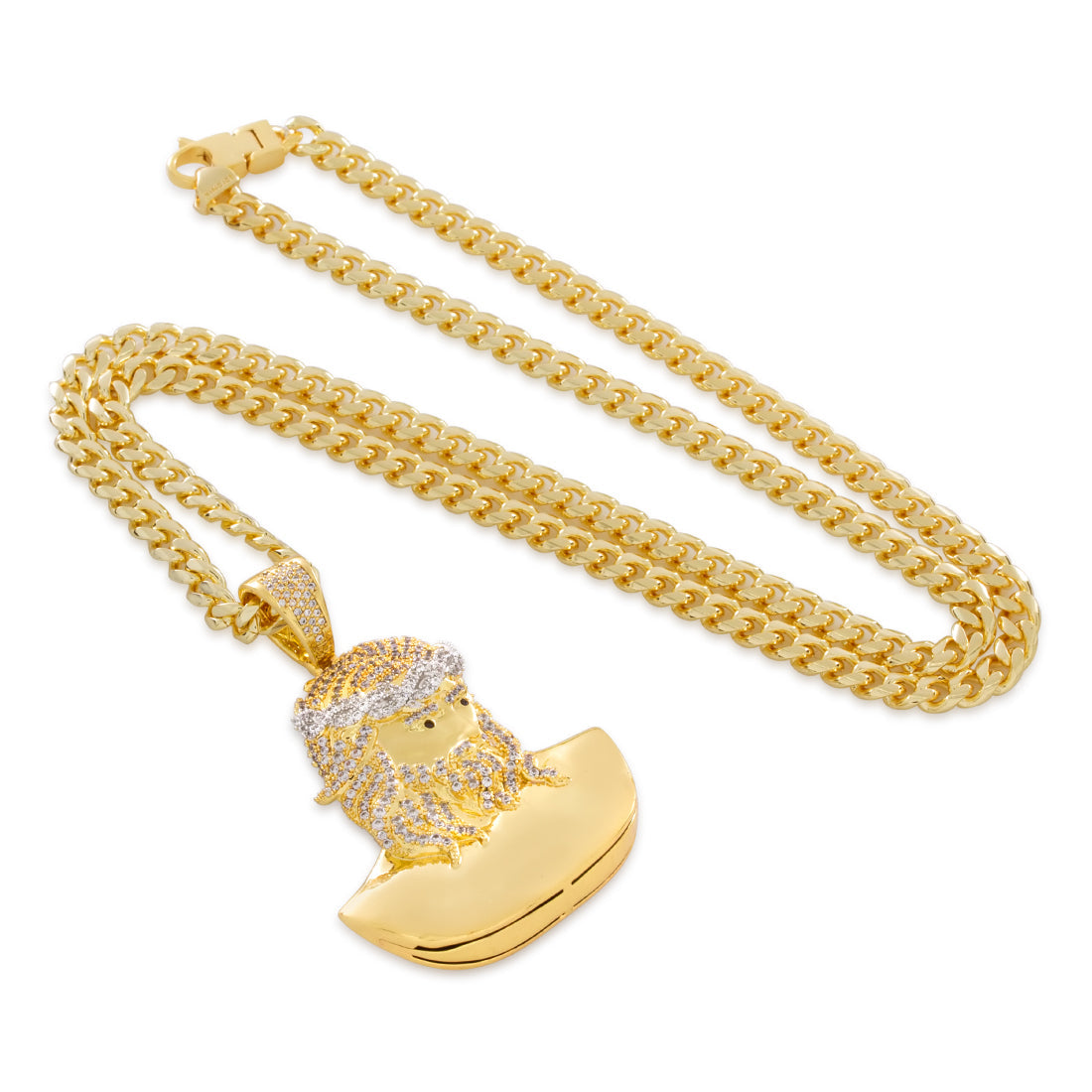 3d Boss Jesus Necklace  in  14K Gold / 2.3" by Kingices