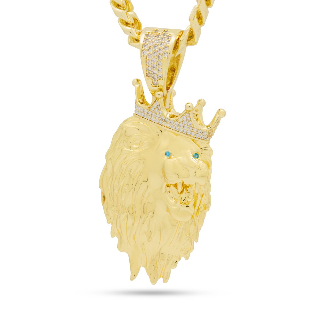 3D Boss Roaring Lion Necklace  in  14K Gold / 2.6" by Kingices