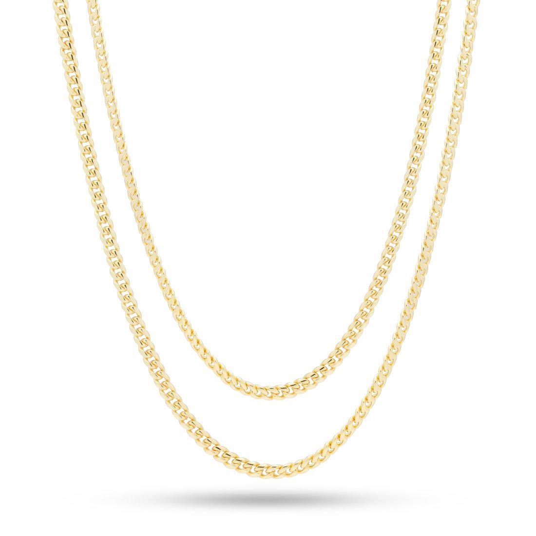3mm Miami Cuban Link Chain Choker Set  in  Gold Plated / 14K Gold / 18"/20" by Kingices