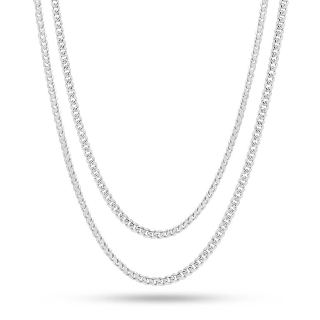 3mm Miami Cuban Link Chain Choker Set  in  Gold Plated / White Gold / 18"/20" by Kingices
