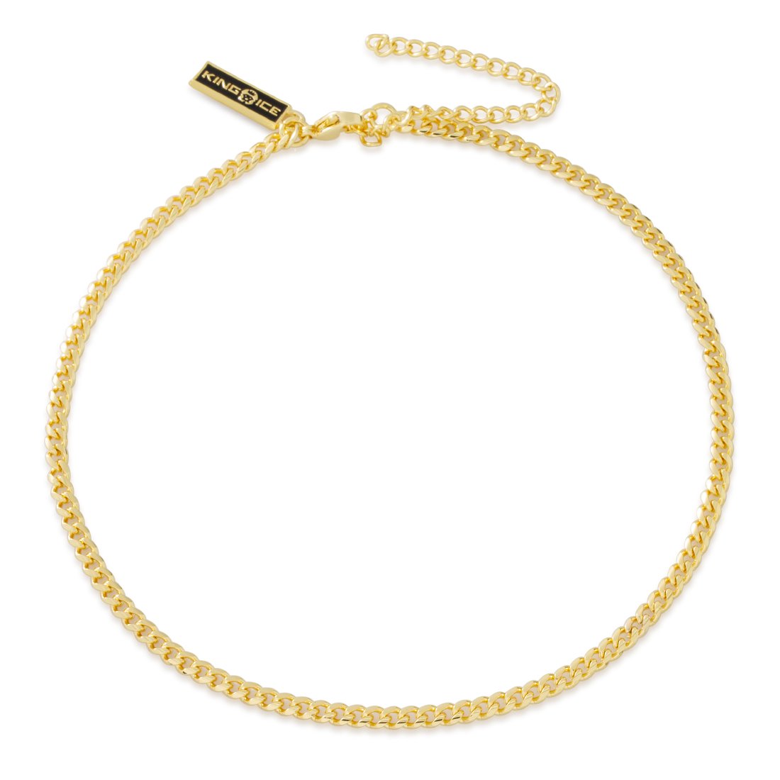3mm Miami Cuban Link Choker Chain  in  Gold Plated / 14K Gold / Adjustable by Kingices