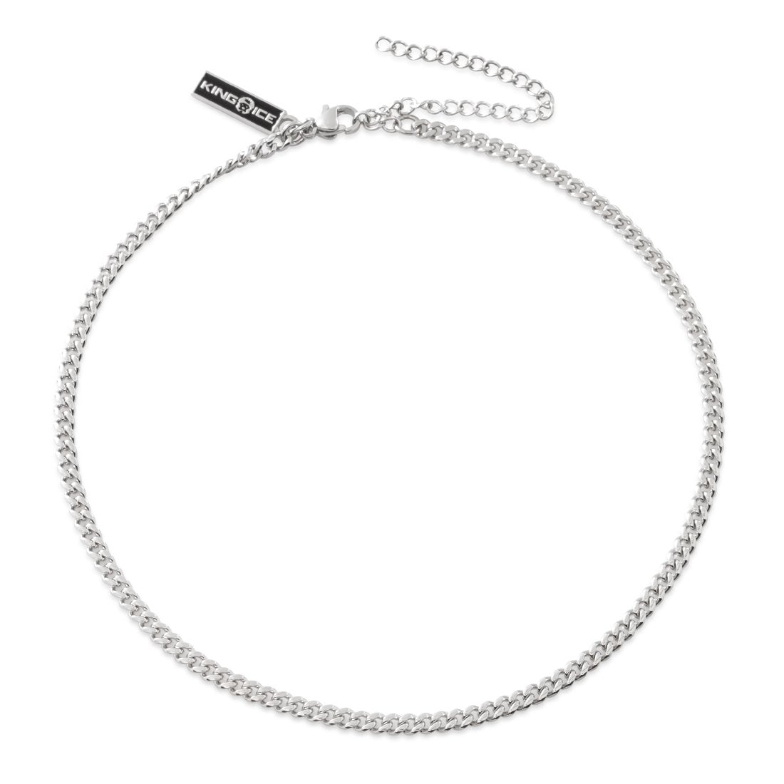 3mm Miami Cuban Link Choker Chain  in  Gold Plated / White Gold / Adjustable by Kingices
