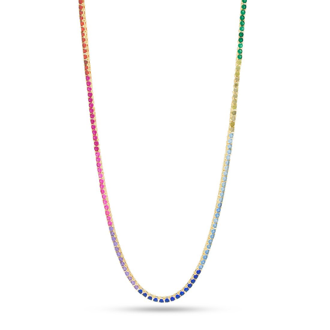 3mm Spectrum Tennis Chain  in  Gold Plated / 14K Gold / 16" by Kingices