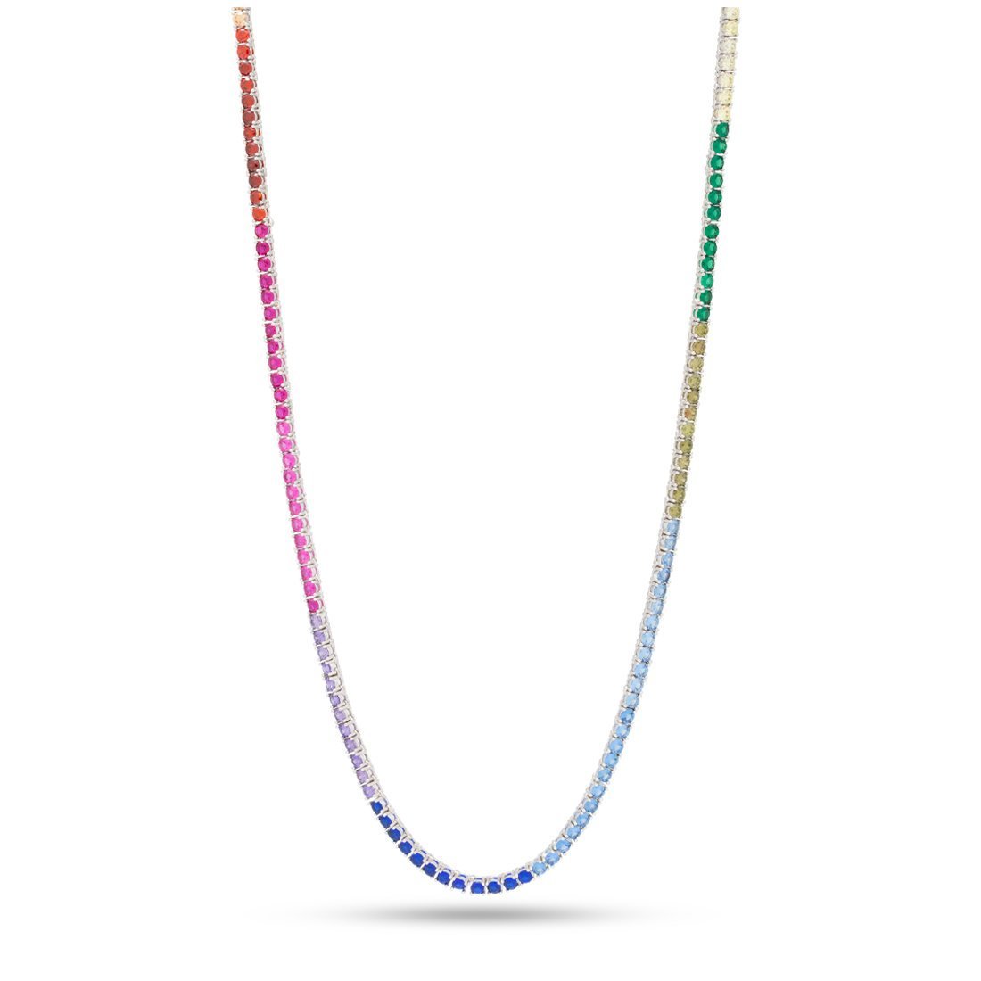 3mm Spectrum Tennis Chain  in  Gold Plated / White Gold / 16" by Kingices