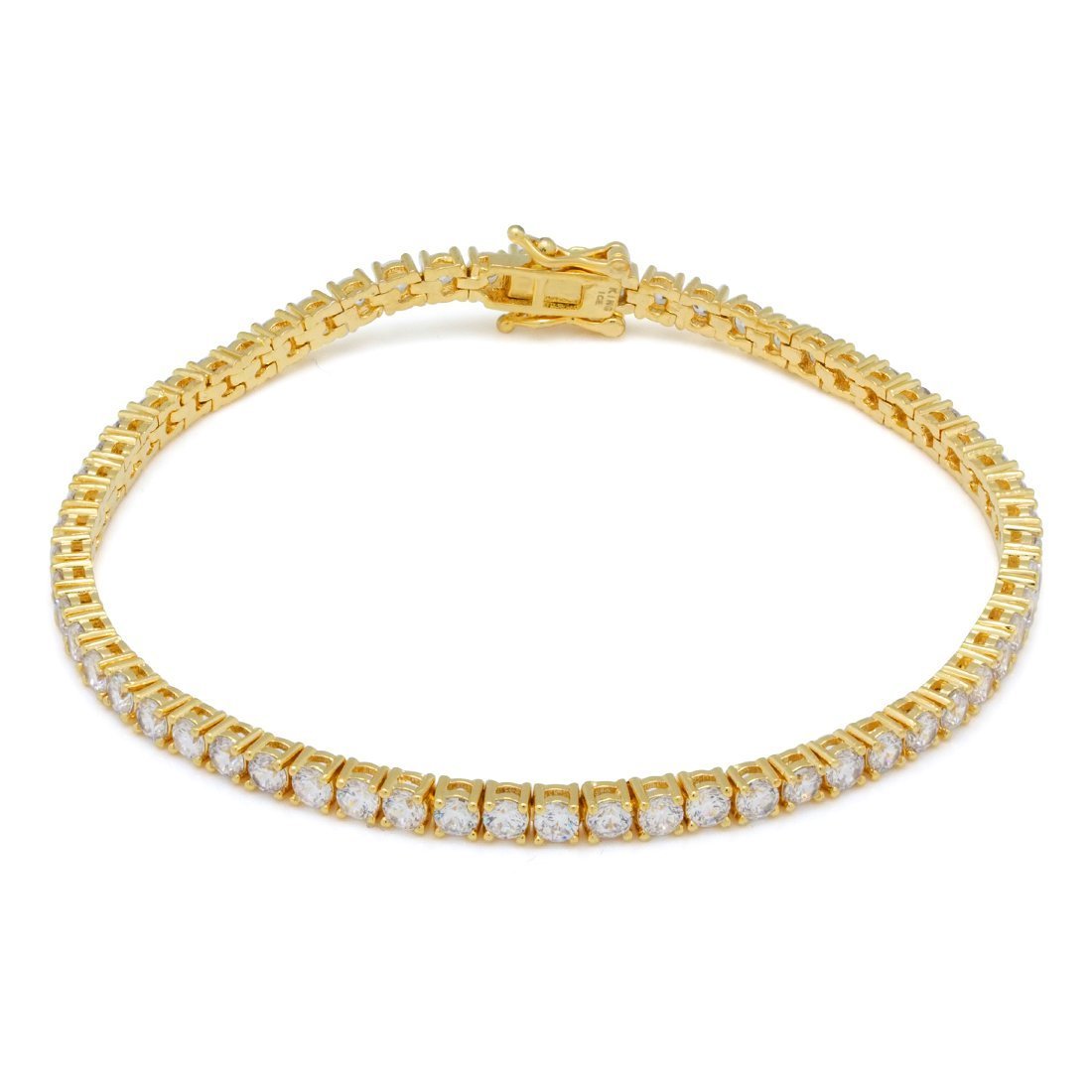 3mm Tennis Bracelet  in  Gold Plated / 14K Gold / 8" by Kingices