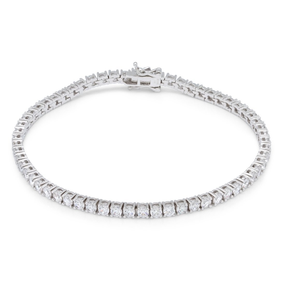 3mm Tennis Bracelet  in  Gold Plated / White Gold / 8" by Kingices