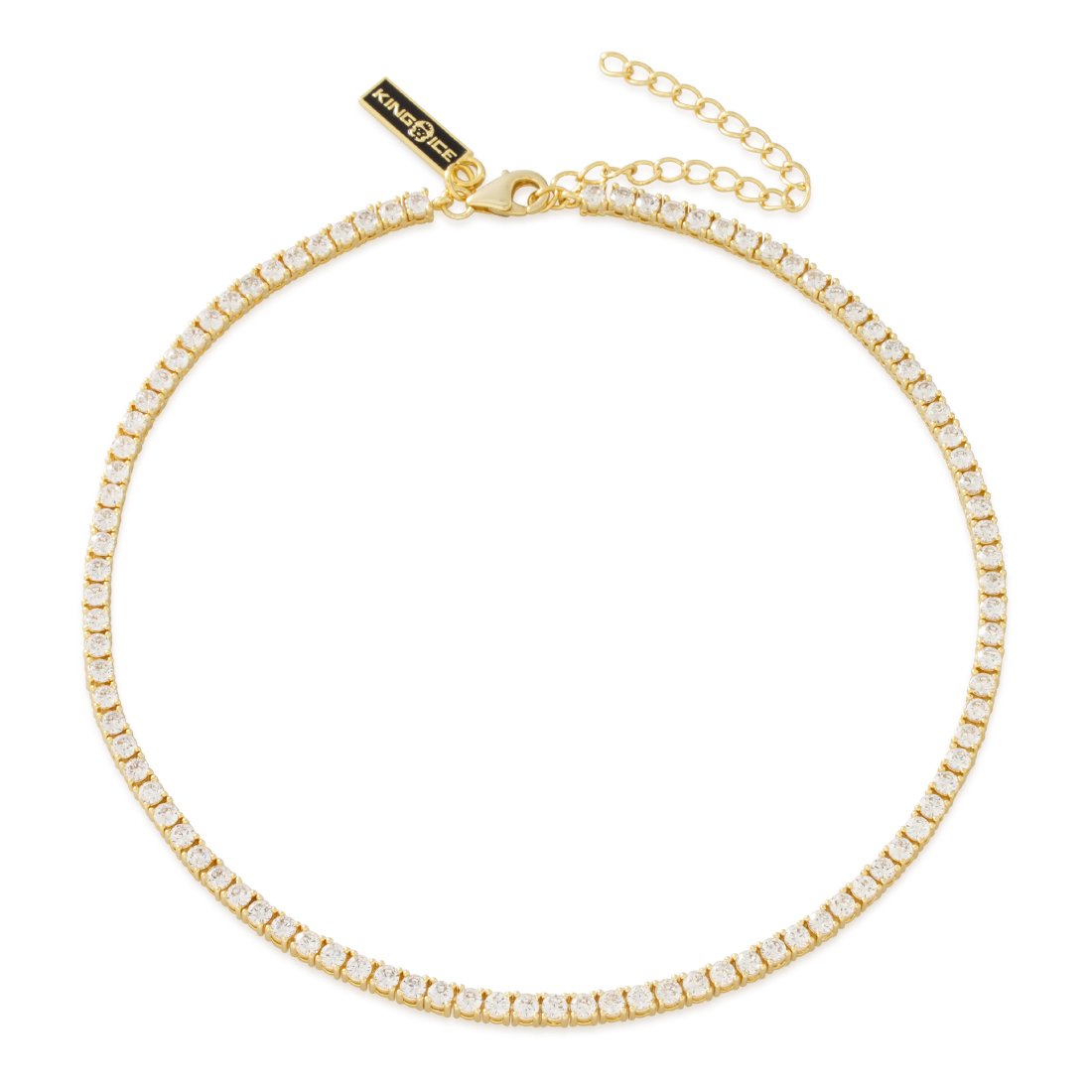 3mm Tennis Choker Chain  in  Gold Plated / 14K Gold / Adjustable by Kingices