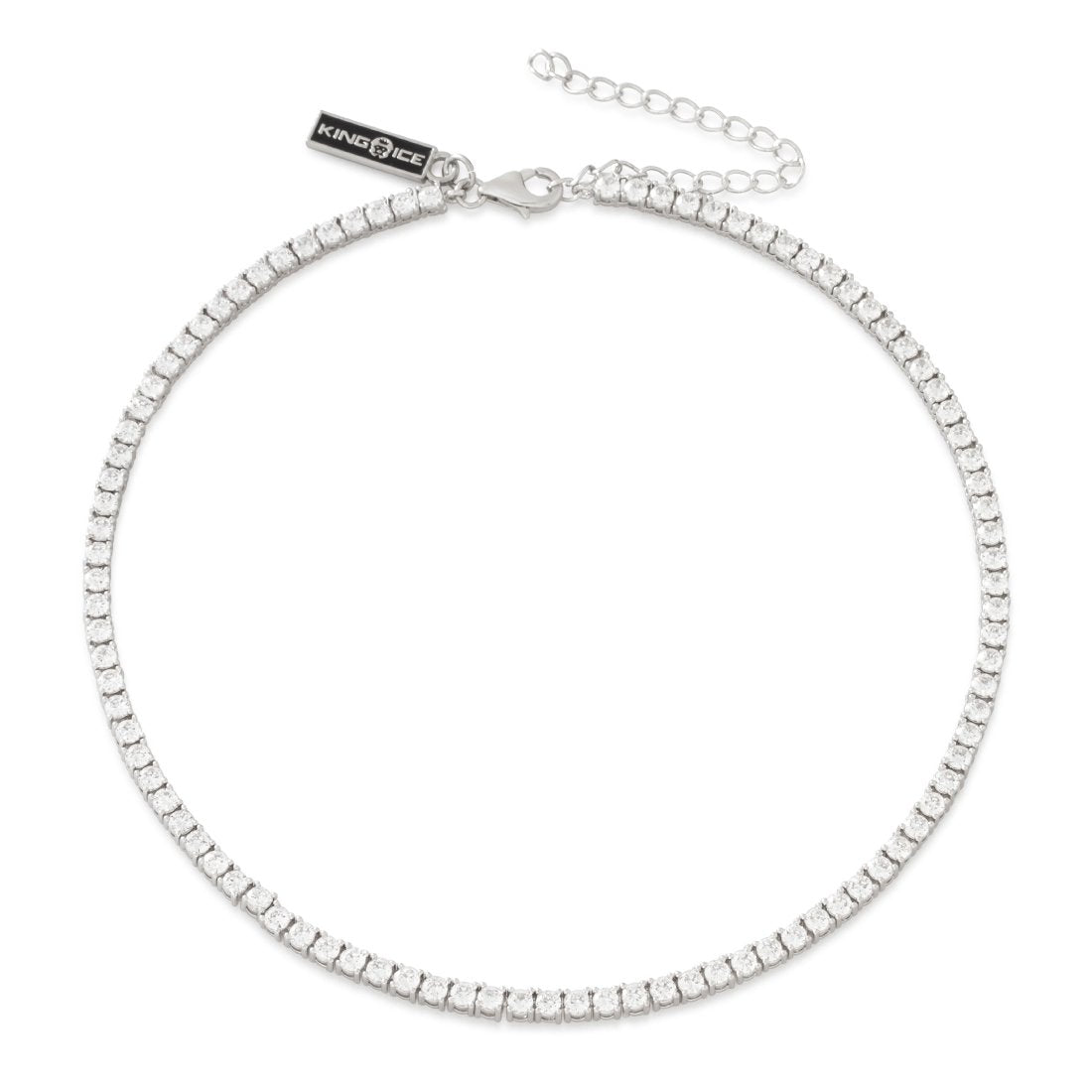3mm Tennis Choker Chain  in  Gold Plated / White Gold / Adjustable by Kingices