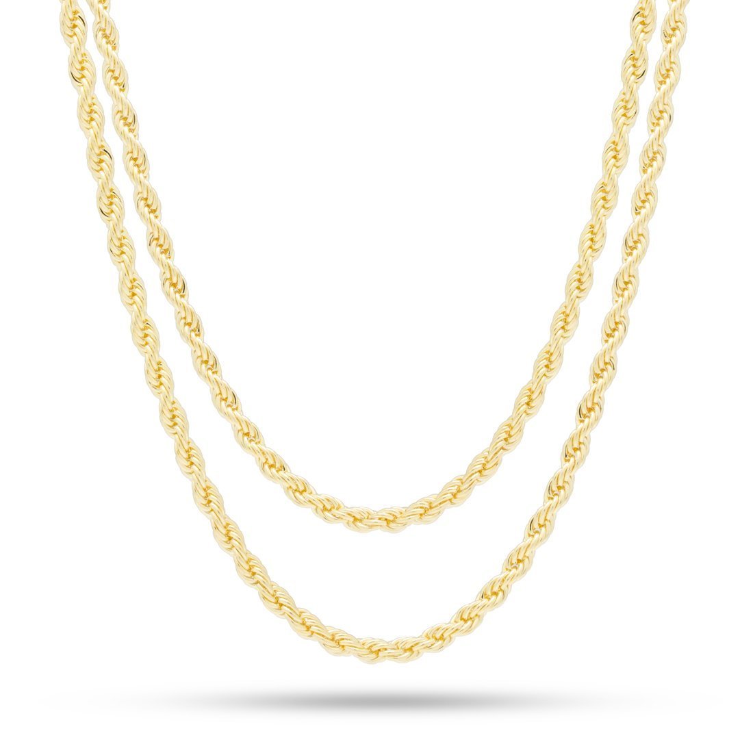 3mm Rope Chain Choker Set  in  Gold Plated / 14K Gold / 18"/20" by Kingices