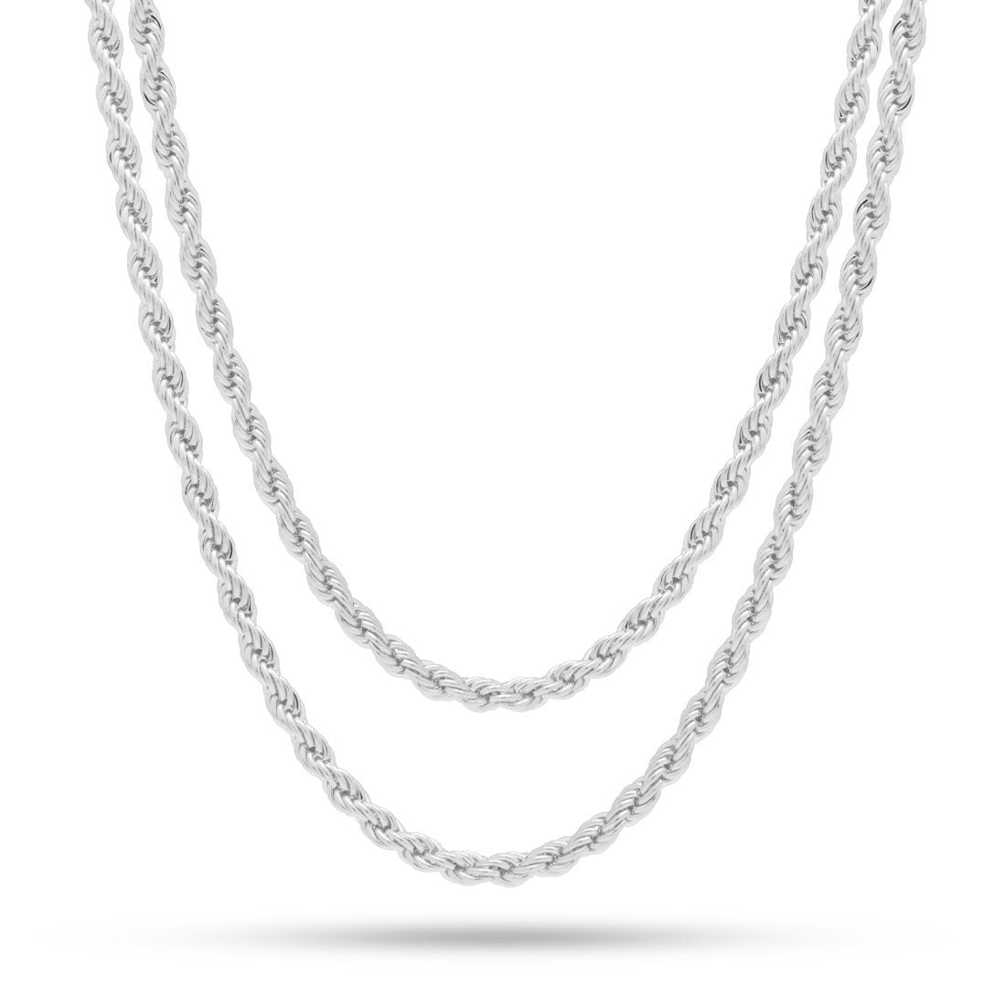 3mm Rope Chain Choker Set  in  Gold Plated / White Gold / 18"/20" by Kingices