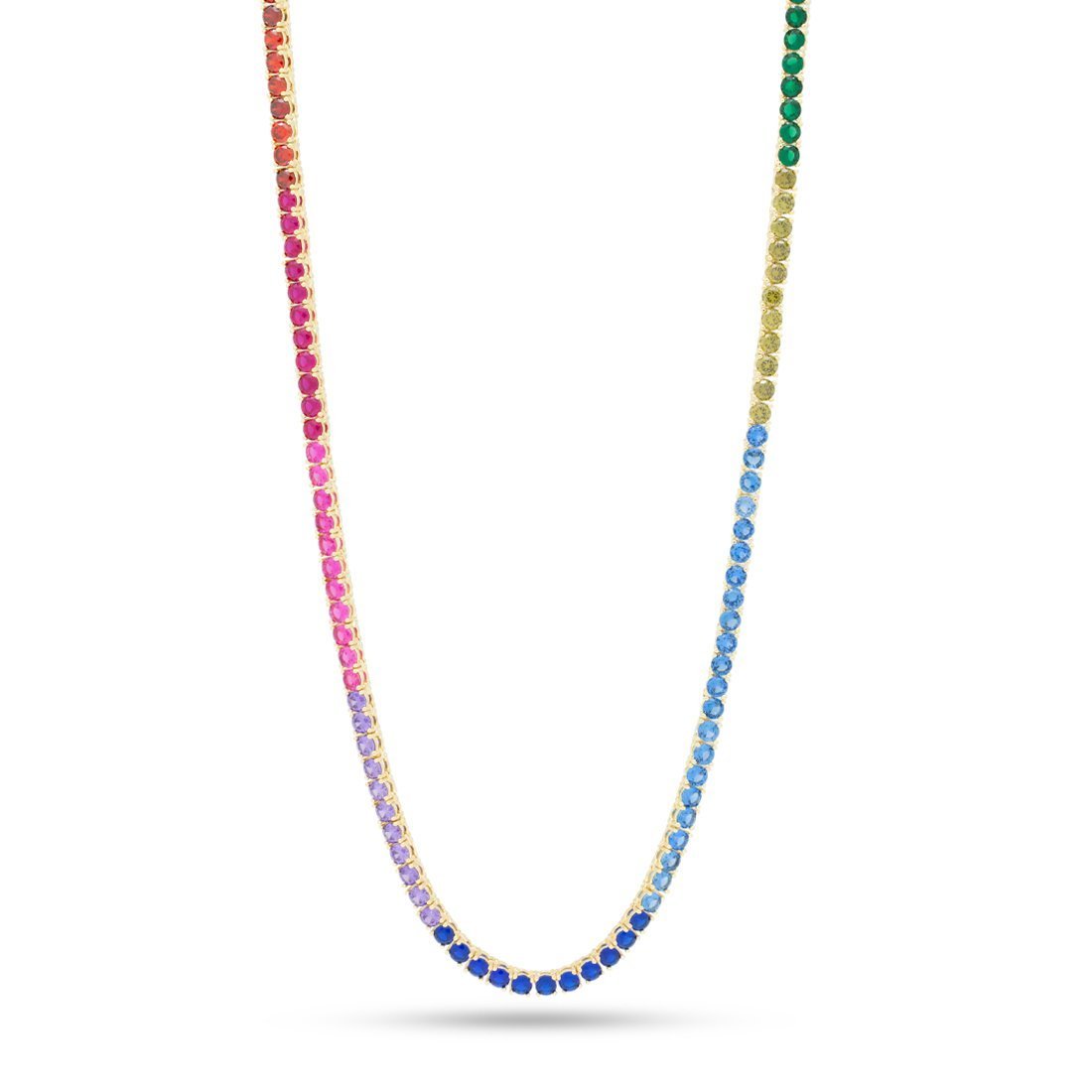 4mm Spectrum Tennis Chain  in  Gold Plated / 14K Gold / 16" by Kingices