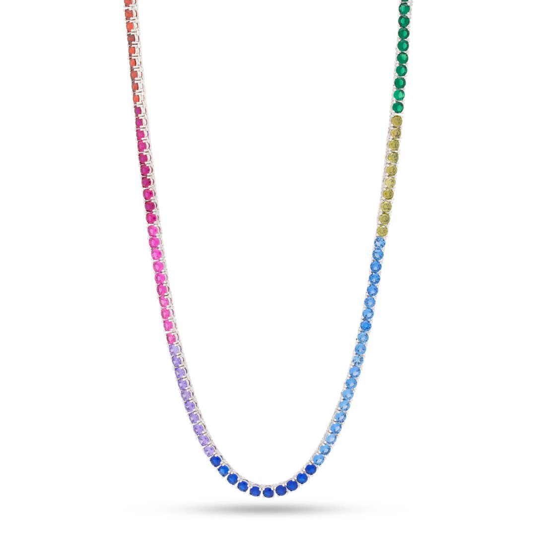 4mm Spectrum Tennis Chain  in  Gold Plated / White Gold / 16" by Kingices