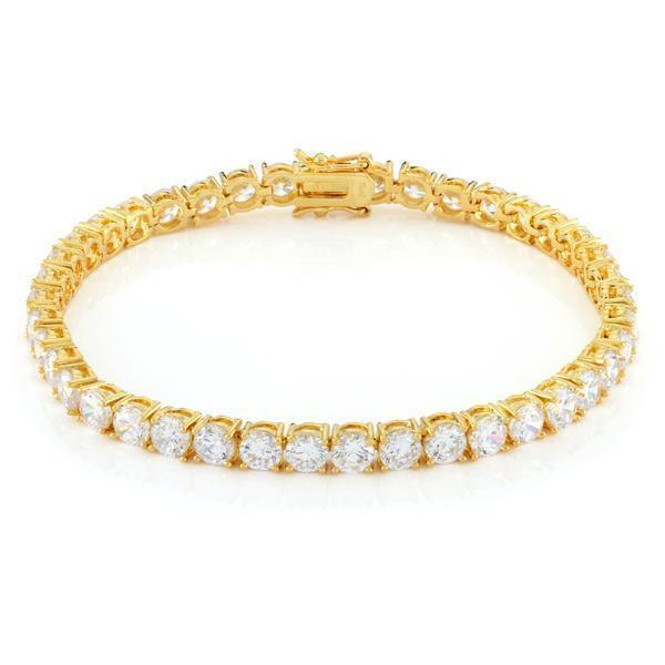 4mm Tennis Bracelet  in  Gold Plated / 14K Gold / 7" by Kingices