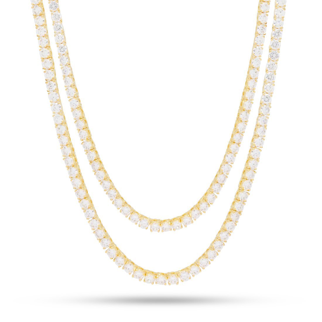 4mm Tennis Chain Choker Set  in  Gold Plated / 14K Gold / 18"/20" by Kingices