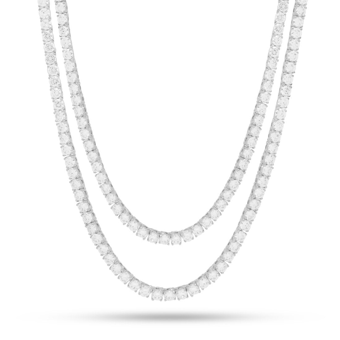4mm Tennis Chain Choker Set  in  Gold Plated / White Gold / 18"/20" by Kingices