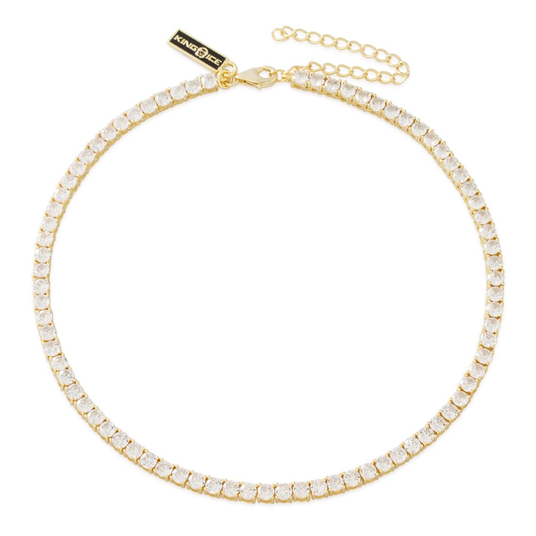 4mm Tennis Choker Chain  in  Gold Plated / 14K Gold / Adjustable by Kingices