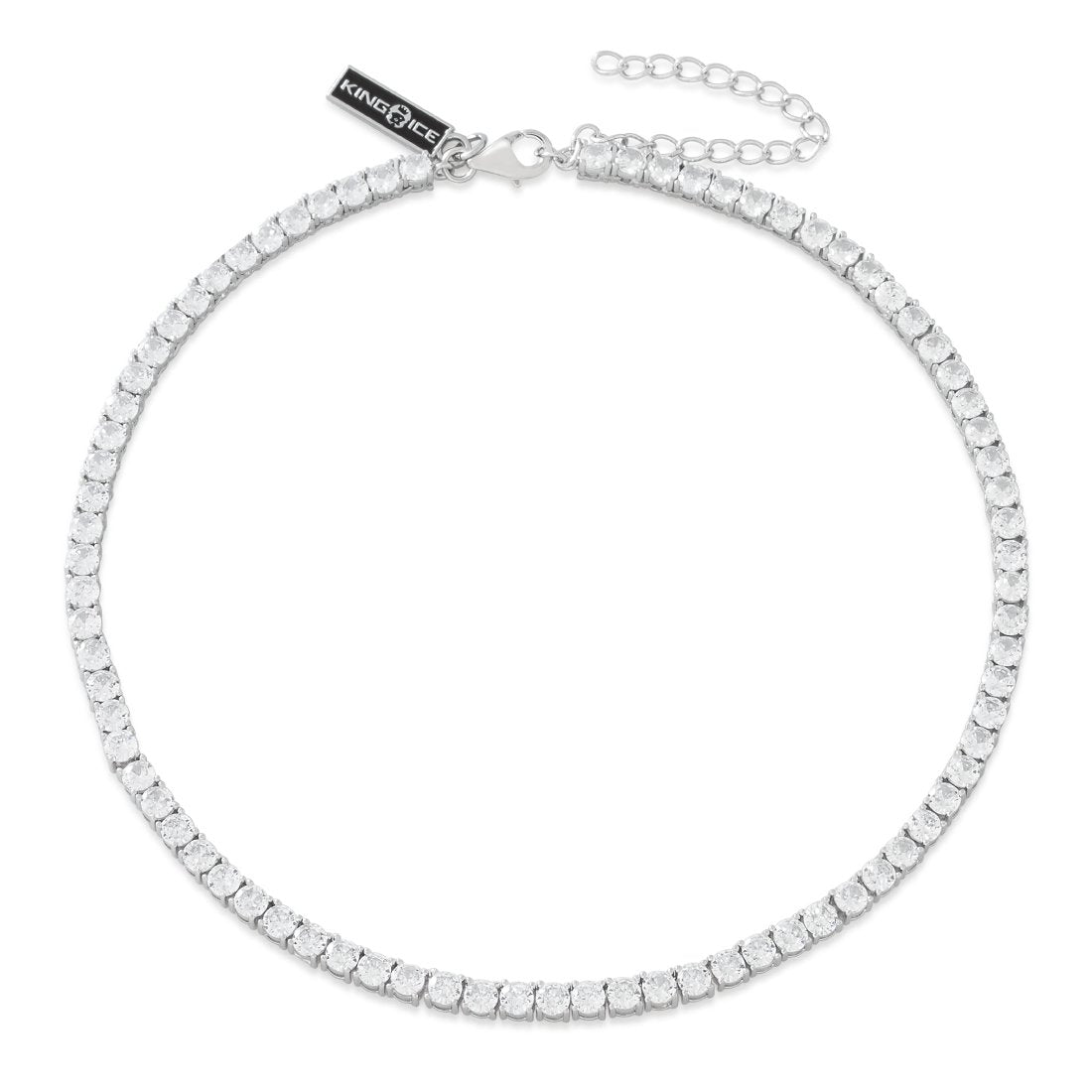 4mm Tennis Choker Chain  in  Gold Plated / White Gold / Adjustable by Kingices