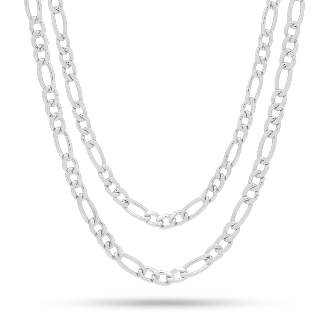 5mm Figaro Chain Choker Set  in  Gold Plated / White Gold / 18"/20" by Kingices