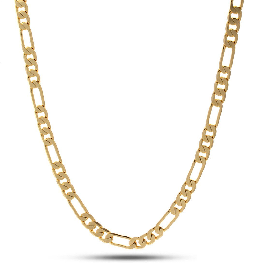 5mm Figaro Chain  in  Gold Plated / 14K Gold / 18" by Kingices