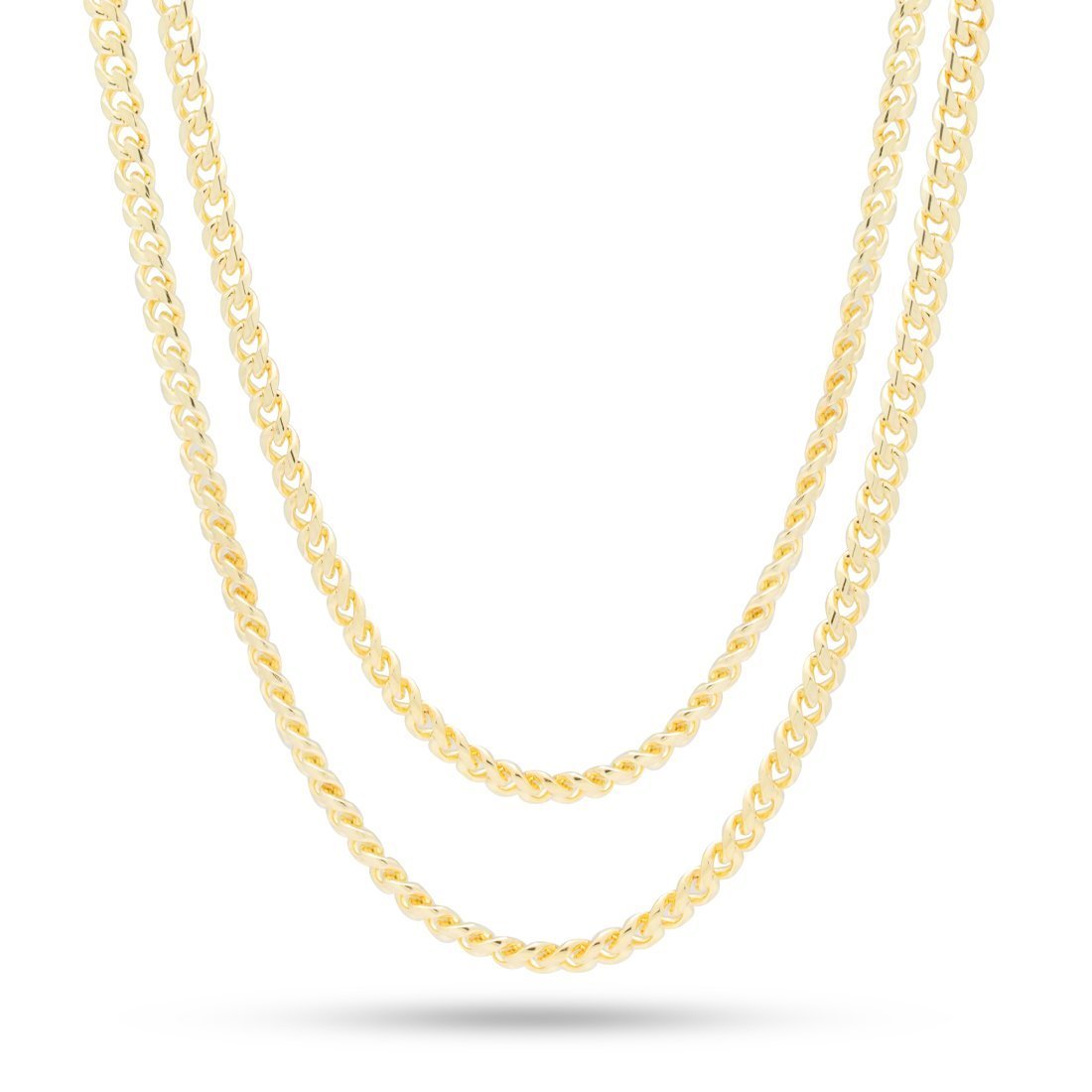5mm Miami Cuban Link Chain Choker Set  in  Gold Plated / 14K Gold / 18"/20" by Kingices