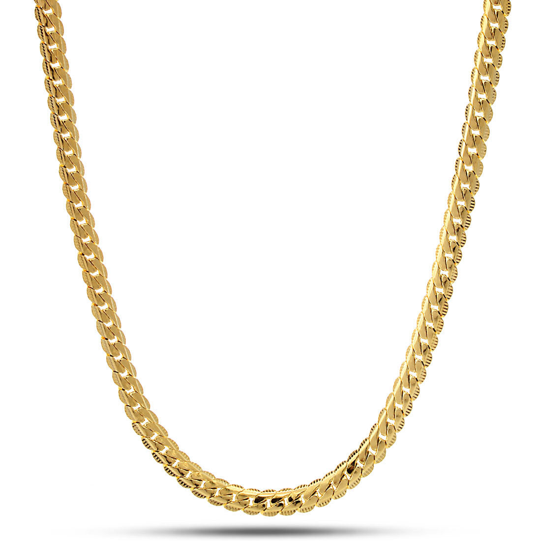 5mm Moon Cut Miami Cuban Link Chain  in  Gold Plated / 14K Gold / 18" by Kingices