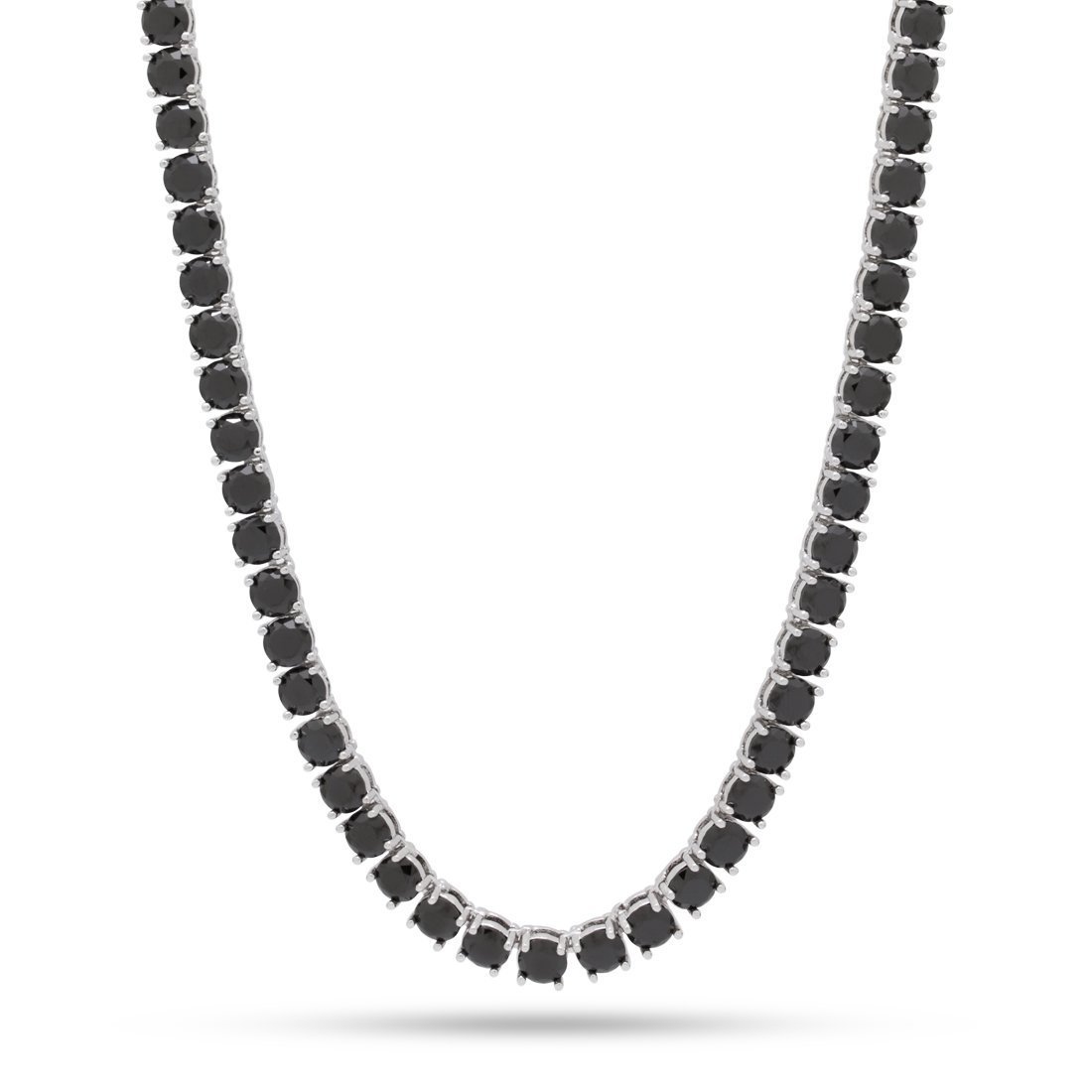 5mm Onyx Tennis Chain  in  Gold Plated / White Gold / 18" by Kingices