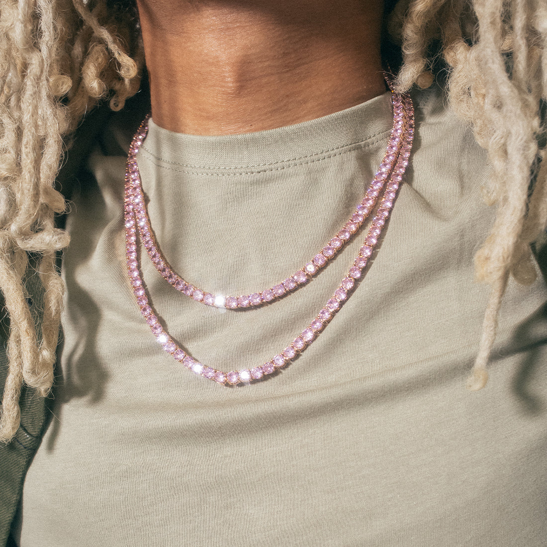 5mm Pink Tennis Chain  in  by Kingices