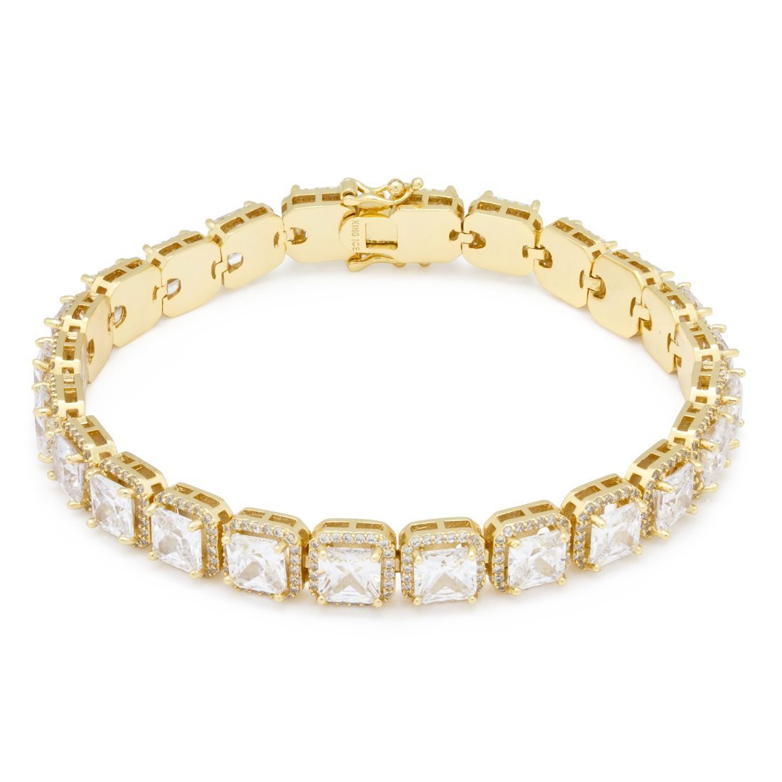 5mm Princess-Cut Tennis Bracelet  in  14K Gold / 8" by Kingices