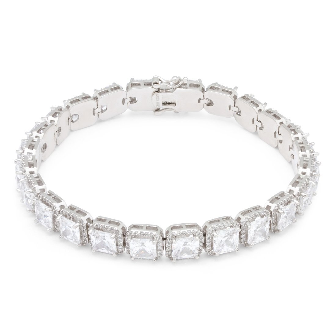 5mm Princess-Cut Tennis Bracelet  in  White Gold / 8" by Kingices
