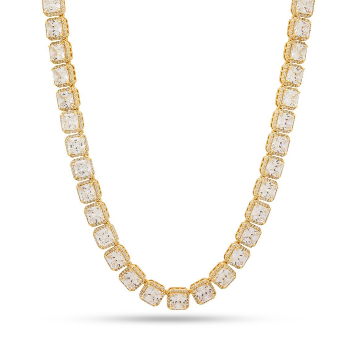 5mm Princess-Cut Tennis Chain  in  Gold Plated / 14K Gold / 18" by Kingices