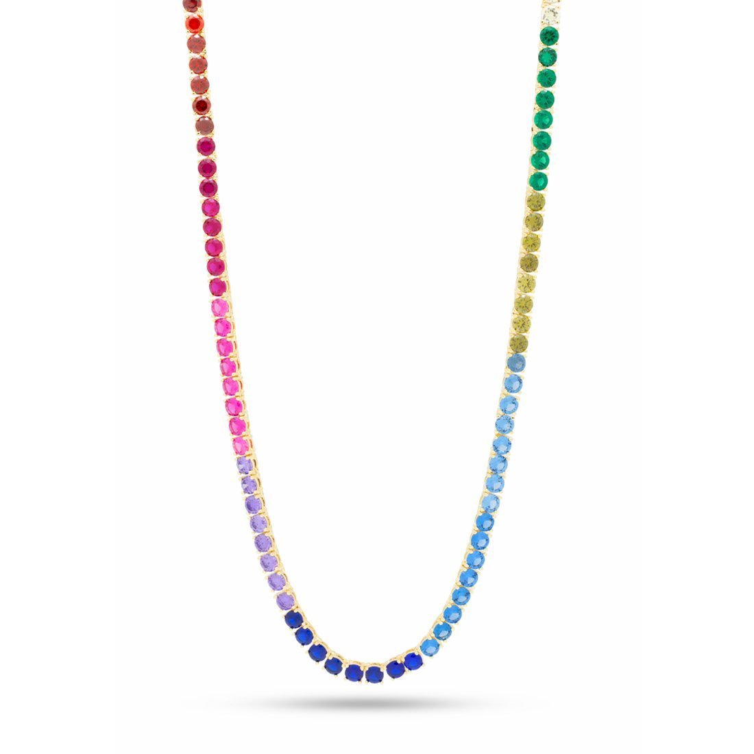 5mm Spectrum Tennis Chain  in  Gold Plated / 14K Gold / 18" by Kingices