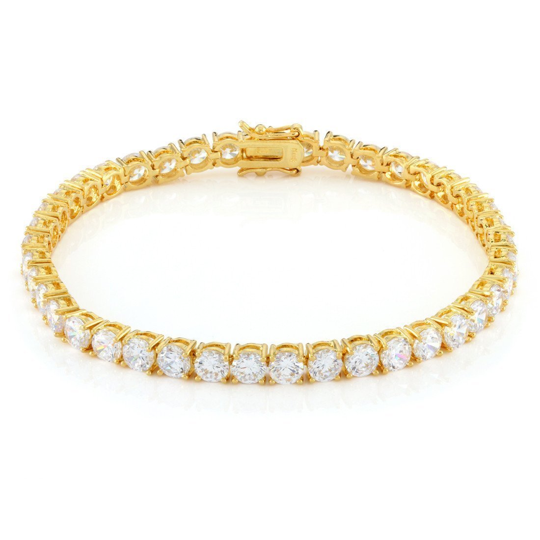 5mm Tennis Bracelet  in  Gold Plated / 14K Gold / 8" by Kingices