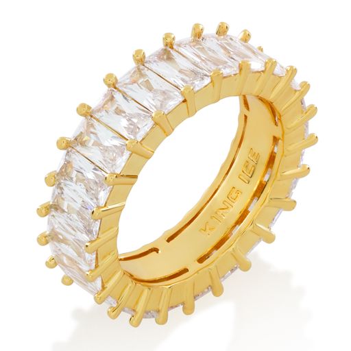 6mm Baguette Ring  in  Sterling Silver / 14K Gold / 7 by Kingices