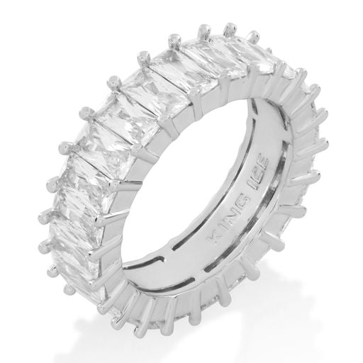 6mm Baguette Ring  in  Sterling Silver / White Gold / 7 by Kingices