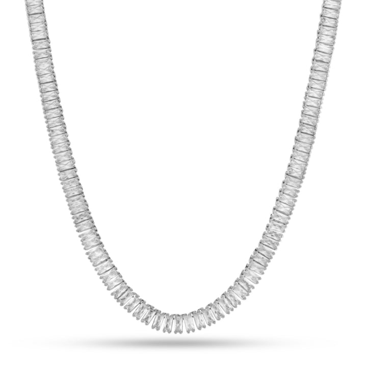 6mm Baguette Tennis Chain  in  Gold Plated / White Gold / 18" by Kingices