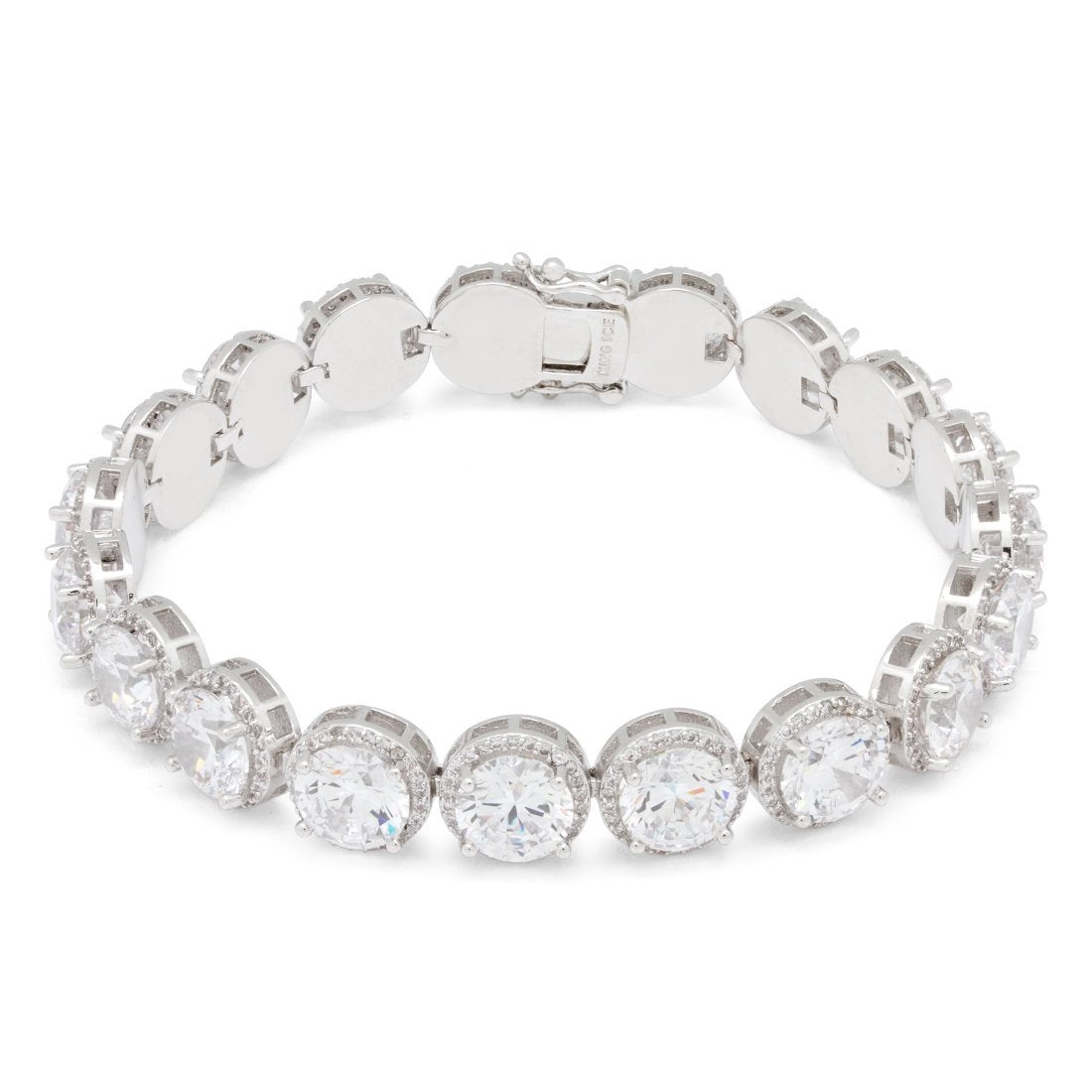8mm Brillaint-Cut Tennis Bracelet  in  White Gold / 8" by Kingices