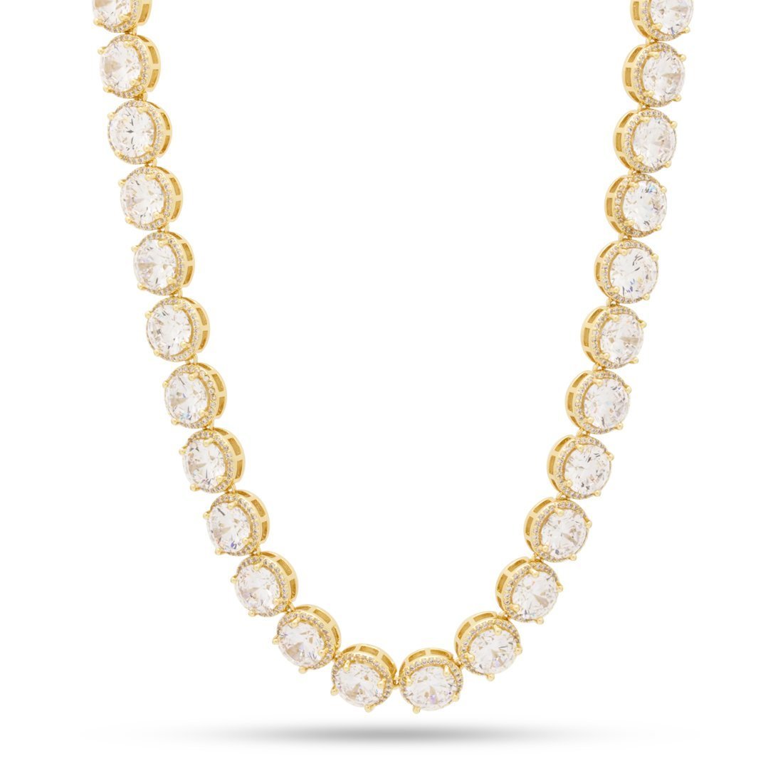 8mm Bezel-Set Tennis Chain  in  Gold Plated / 14K Gold / 18" by Kingices