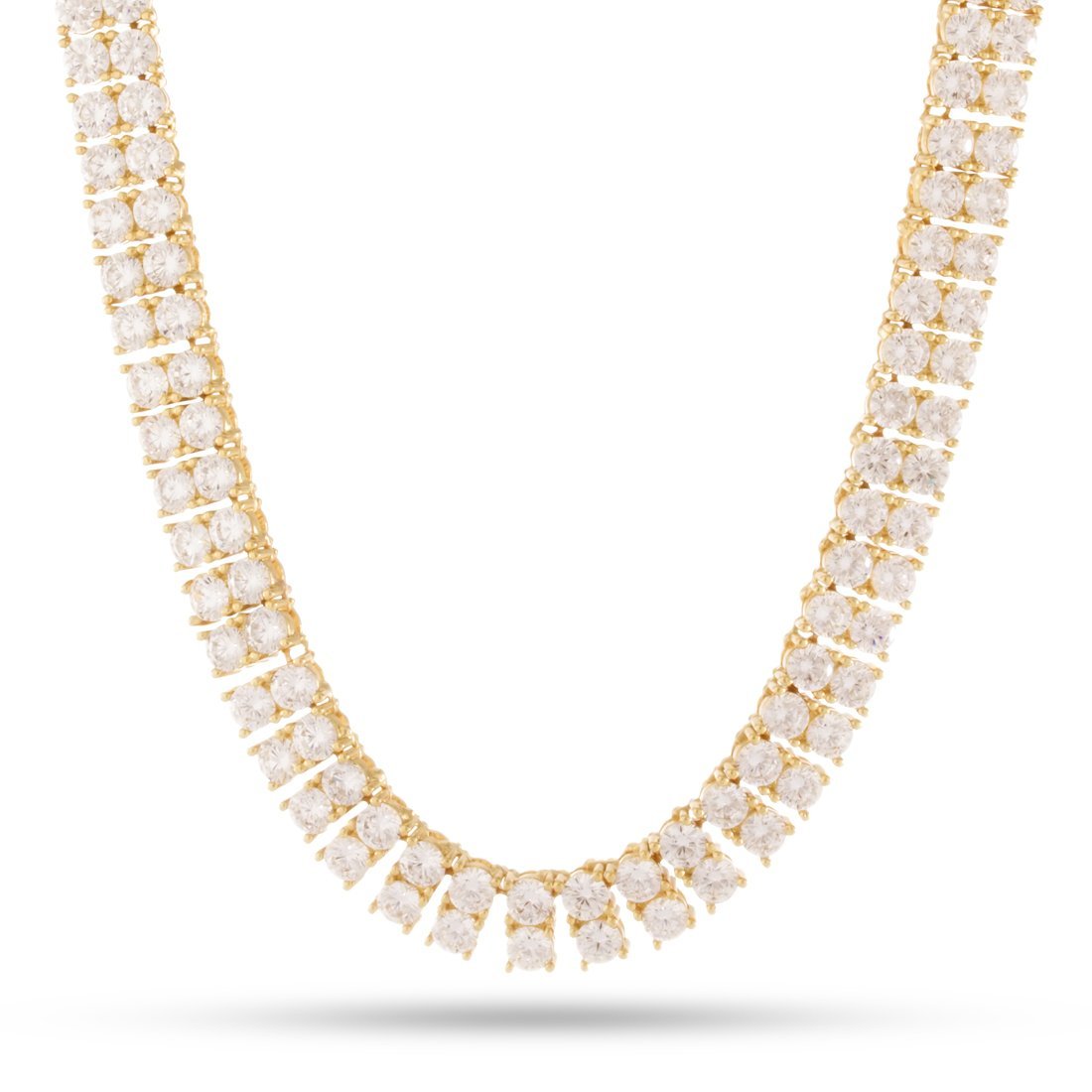 8mm Double-Row Tennis Chain  in  Gold Plated / 14K Gold / 18" by Kingices