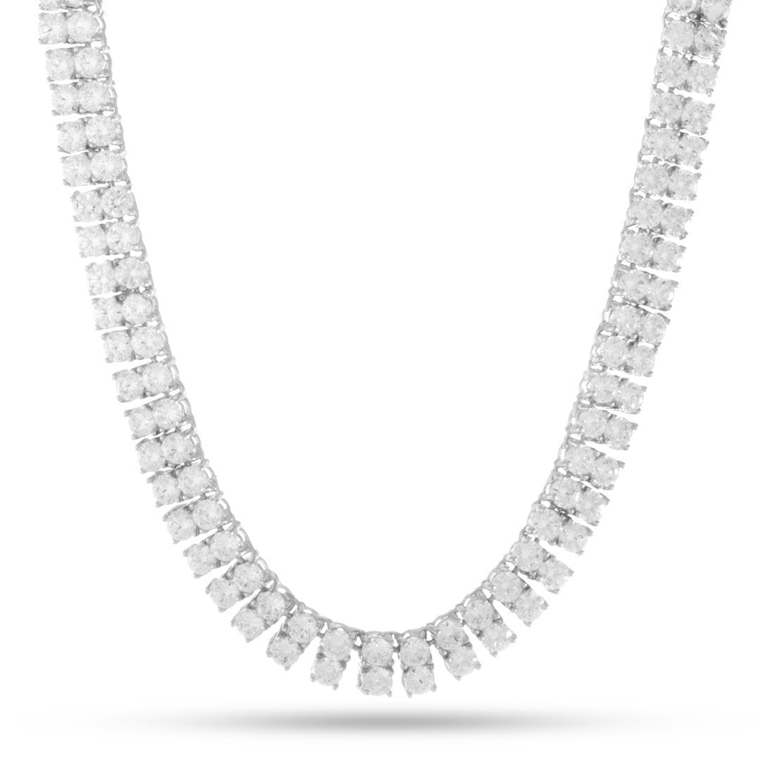 8mm Double-Row Tennis Chain  in  Gold Plated / White Gold / 18" by Kingices