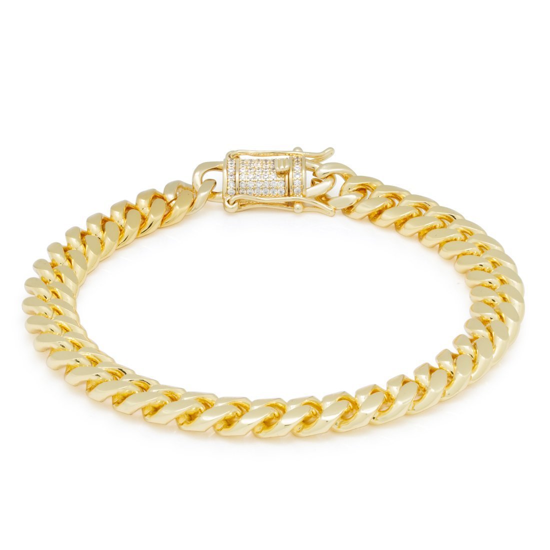 8mm Miami Cuban Link Bracelet  in  Gold Plated / 14K Gold / 8" by Kingices
