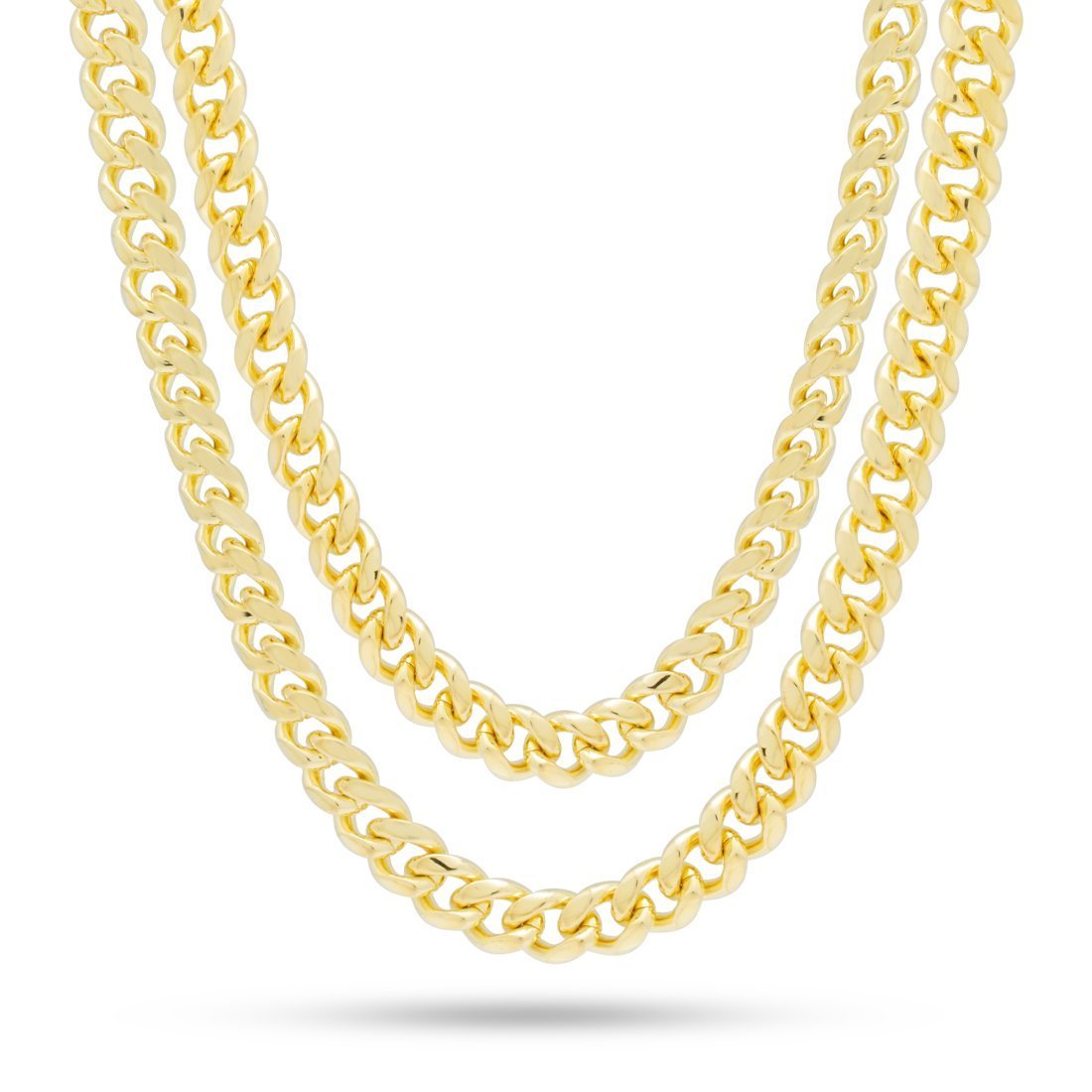 8mm Miami Cuban Link Chain Choker Set  in  Gold Plated / 14K Gold / 18"/20" by Kingices