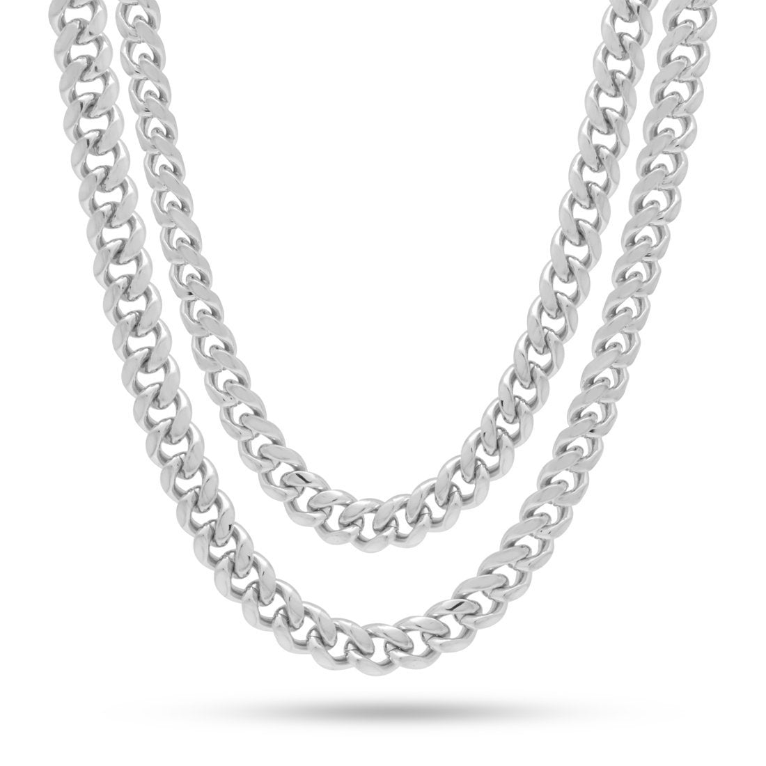 8mm Miami Cuban Link Chain Choker Set  in  Gold Plated / White Gold / 18"/20" by Kingices