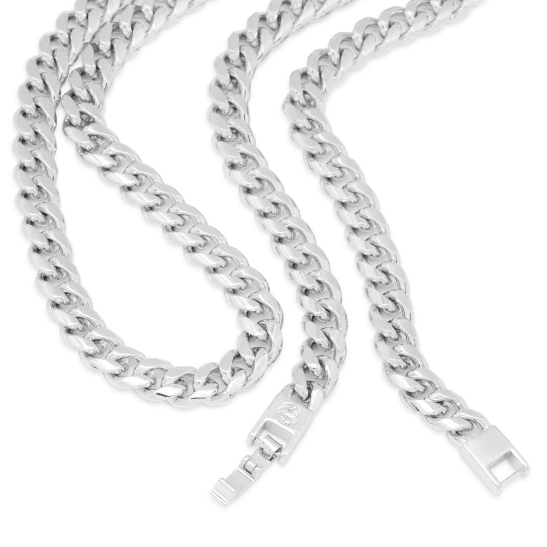 8mm Miami Cuban Link Chain Choker Set  in  by Kingices