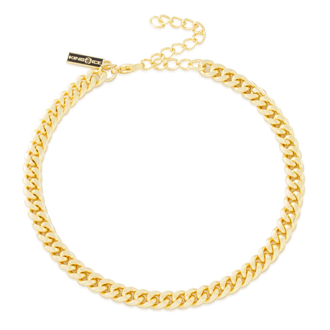 8mm Miami Cuban Link Choker Chain  in  Gold Plated / 14K Gold / Adjustable by Kingices